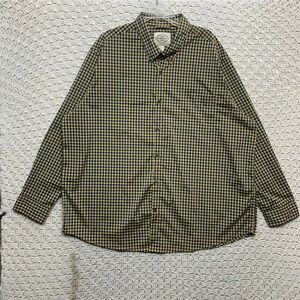 St. John's Bay Button Down Shirt 2XL Blue/yellow Check Classic Fit Long Sleeve